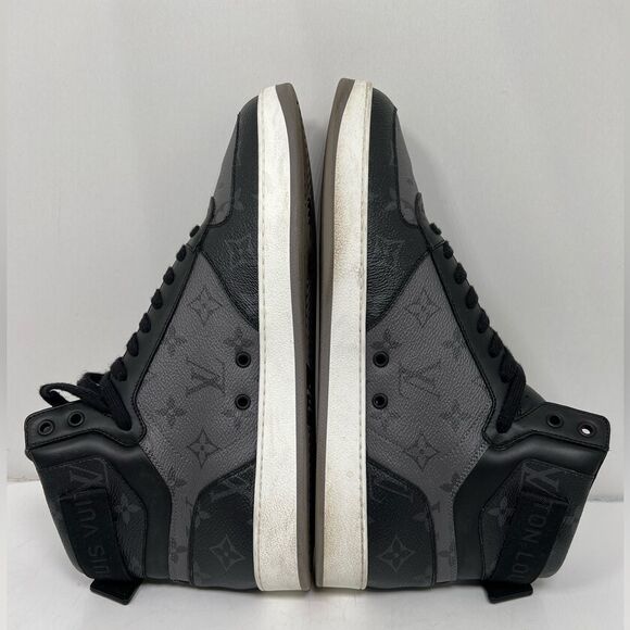 Louis Vuitton Trainer Sneaker Rivoli Boot High Top US 8.5 Mens Monogram Eclipse - Picture 6 of 11